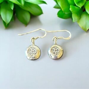 Thai Silver Om Charm Earrings Sterling Silver Earwires NWT